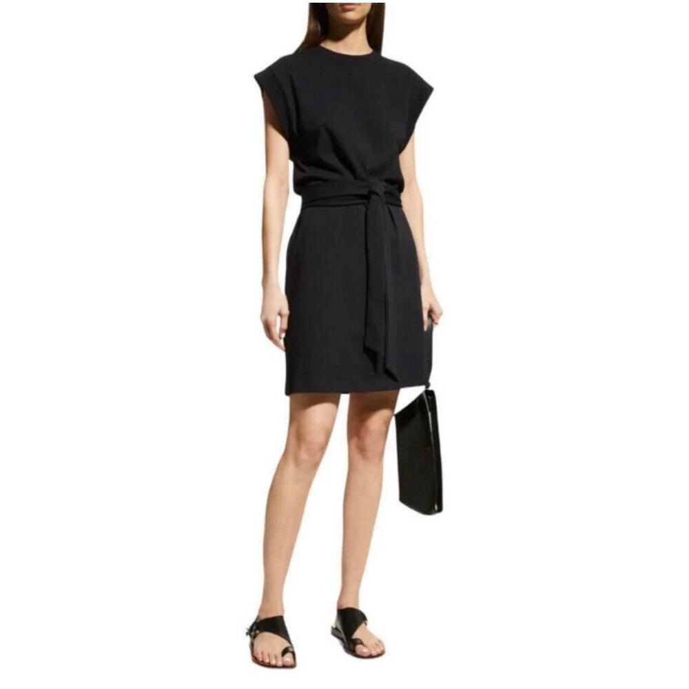 Vince Cotton Tie T-Shirt Mini Dress Black Size XS